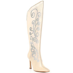 Gianni Bini Women's Heeled Boots | Size 8 
Beige with Silver Rhinestones